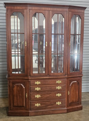 HENKEL HARRIS Wild Cherry China Breakfront Bookcase or Cabinet made in Virginia