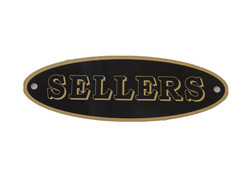 Sellers Cabinet Label Black and Gold Lettering