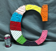 Decorative Salvaged Tin Ceiling 17″ Patchwork Mix Color Letter C Metal 217-25B