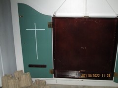 Wooden Wall Hanging Display Curio Cabinet With Magnetic Latched Doors