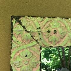 Decorative Floral Medallion Tin Cove 28″ x 69″ Pink Metal Mirror Old 1049-23B