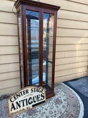 67787 Elegant Glass Display Curio Cabinet with Mahogany Finish