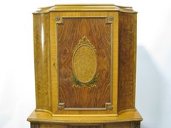 Antique Cabinet-On-Stand (Liquor) by High-End Maker Robert Irwin; Hand Painting