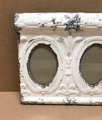VTG Triple 4×6 Oval Photo Tin Ceiling Metal Shabby Picture Frame Old 784-26B
