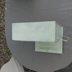 Vtg Metal Storage Cabinet Art Deco Chippy Green freestanding Or WALL Mount 13″