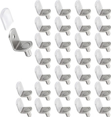 50 Pcs Shelf Support Pegs, 1/4 Inch (6.35mm) Metal Shelf Pins for Wood Shelves
