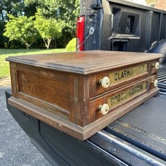 Antique Spool Cabinet Clark’s O.N.T. wood 2 Drawer Cabinet