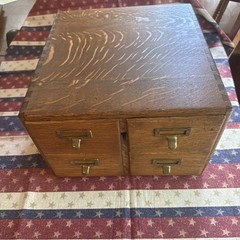 Vintage Wood Card Catalog 4 Drawer Tiger Oak Index Card File Cabinet