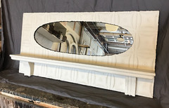VTG Architectural 24×47 Corbel Shelf Tin Ceiling Shabby Oval Mirror Old 552-24B