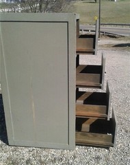 Antique Wooden 4 Drawer File Cabinet Painted 1940s