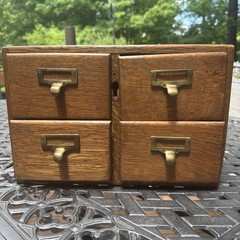 Vintage Wood Card Catalog 4 Drawer Tiger Oak Index Card File Cabinet