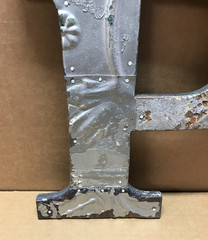 Decorative Salvaged Tin Ceiling 12″ Patchwork Silver Metal Letter P Old 620-26B