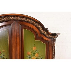 Berkey & Gay Style Antique Jacobean Hand Painted Bar Cabinet, Circa 1920s