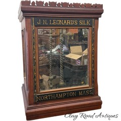 antique Leonards silk spool cabinet victorian walnut revolving country store