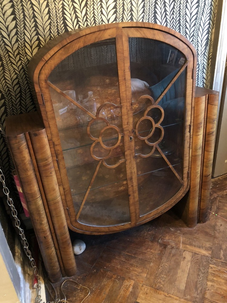 Vintage 1930s Art Deco China Vitrine Cabinet