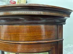 Exquisite Edwardian display cabinet with original bowed glass door and sides