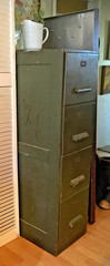 Vintage Green Wood 4 Drawer File Cabinet 52″ Height Shipping Available