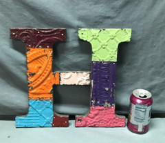 Decorative Salvaged Tin Ceiling 12″ Patchwork Mix Color Letter H Metal 352-25B