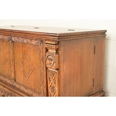 Antique English Jacobean Carved Oak Bar Cabinet, Circa 1920s