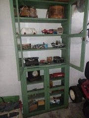 Vintage Store Display 1800s Original Green Curio Store Display Cabinet Showcase