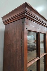 c. 1780 mortise, pegged walnut two piece twelve pane cupboard two drawers.