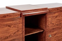 Antique Art Deco Tall Mahogany Wood Storage or Bar Cabinet 1940s