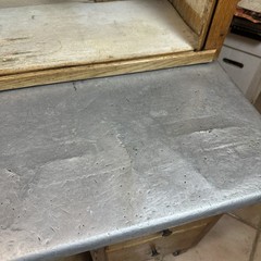 Antique Oak Hoosier Cabinet With Original Flour And Sugar Bins Roll Tambour Zinc