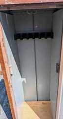 Antique Vintage 1920s-1930s Grain Painted Industrial Metal Locker Safe Cabinet