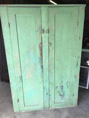 Early Americanantique 2 Door green painted cupboard 48.5 x 73 x 18 D