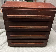 vtg Primitive Folk Art TULANE CA. Wooden Small Wall Fruit Box 4 Drawer Cabinet