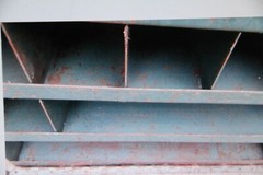 vintage lockable industrial pigeon hole storage cabinet. Rare with Lockable door