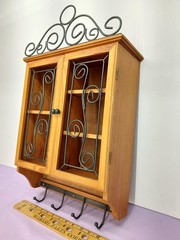 RUSTIC COUNTRY FARMHOUSE COTTAGE METAL SCROLL CABINET SHELF SHELVES COAT RACK