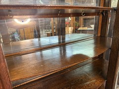 Exceptional American Antique Carved Golden Oak China Curio Cabinet Bookcase 1900