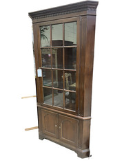 65051 Custom Hand Made Mahogany Corner China Cabinet Curio