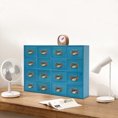 16 Drawers Vintage Tabletop Library Card Catalog Cabinet Apothecary Storage Box