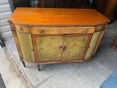 Italian Style Hand Painted with Cherubs Mahogany Cupboard Sideboard.