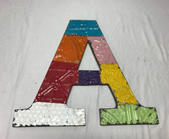 Decorative Salvaged Tin Ceiling 16″ Patchwork Mix Color Metal Letter A 1594-23B