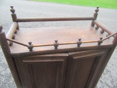 Antique Victorian Oak Stick & Ball Skeleton Key Medicine Cabinet Cupboard