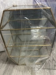 Vintage Octagon Brass and Glass Curio Cabinet Shelf