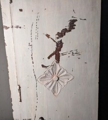 Vintage Shabby Chic Painted Floral Carved Wood Cabinet – Morrocan Indian Shelf