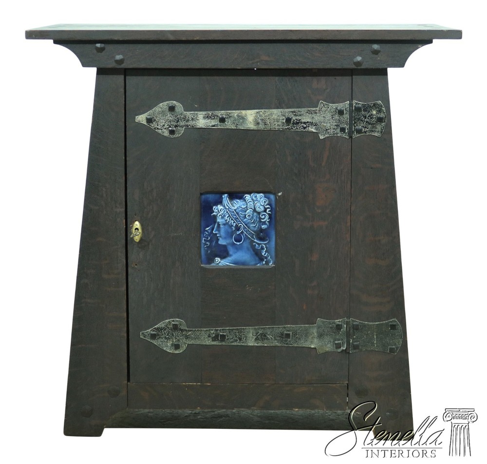 F54240: Antique Arts & Crafts Mission Oak Smoking Cabinet