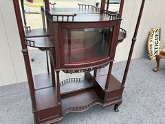 67921 Exquisite R.J. Horner Etagere Curio Cabinet in Mahogany Finish