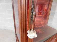 Antique Oak French Louis XVI Style Gilt Bronze Mounted Vitrine Display Cabinet