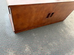 67472 Elegant Cherry Wood Television Cabinet with Glass Doors