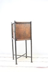 Antique OOAK Handcrafted Iron Stand And Hardware Accent Cabinet Smoking Document