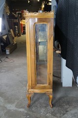 Antique Italian Baroque Rococo Walnut Burr Curio Display Cabinet Glass Showcase