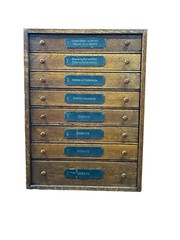 Antique oak general store collectors cabinet 8 drawer table top 1800s country