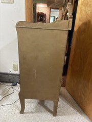 1800’s Gilded Hand Painted 7-Shelves Vernis Martin Style Beveled Mirror Cabinet