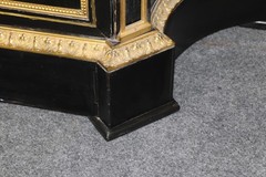 19th c. Ebonized Chinoiserie and Bronze Ormolu Mounted Marble Top Cabinet