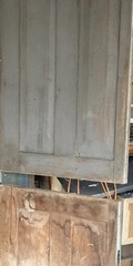 Antique 19th C Painted Primitive Cupboard Rustic Colonial Storage Cabinet 92.5”H